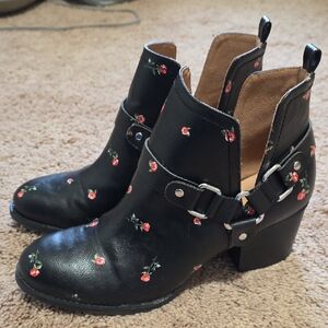 Madden Girl Black Floral Ankle Booties